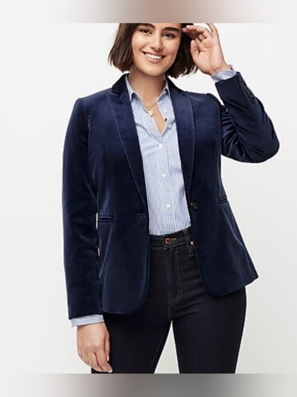 J. Crew Parke Blazer Velvet Midnight Blue NWT Women’s 14 Layering Office Preppy